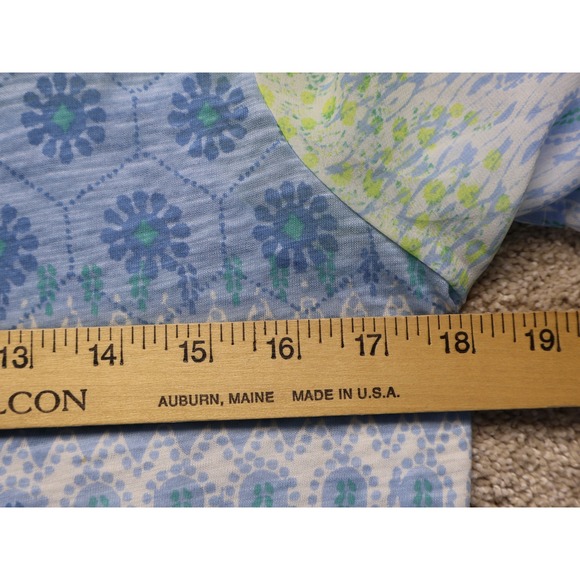 Lucky Brand Chiffon Top Floral Print Split Back Flutter Sleeve Boho Womens S - Picture 6 of 10